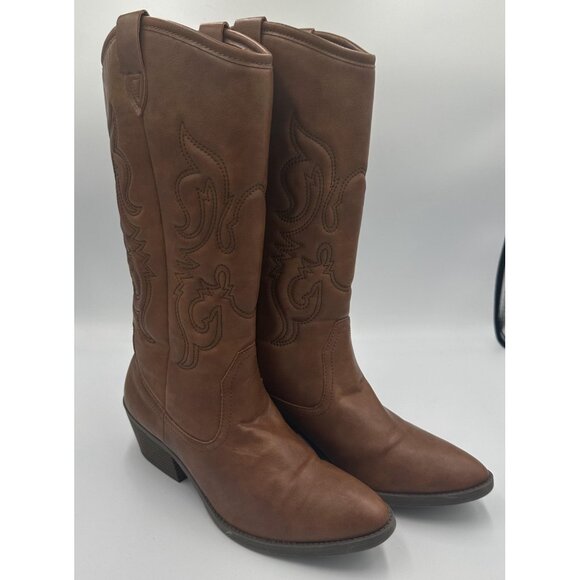 Madden Girl Shoes - Madden Girl Banjo Boots Womens 8.5M Brown Western Cowboy Embroidered Festival